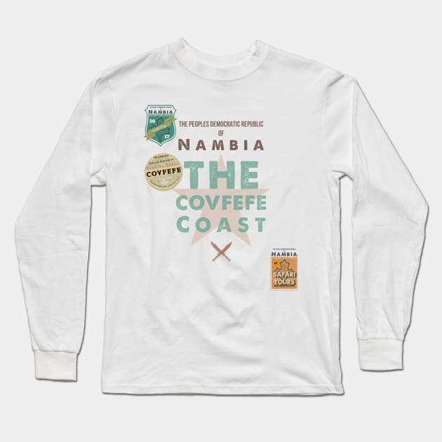 Covfefe Coast Badges - Nambian Seaspray colour Long Sleeve T-Shirt by Dpe1974